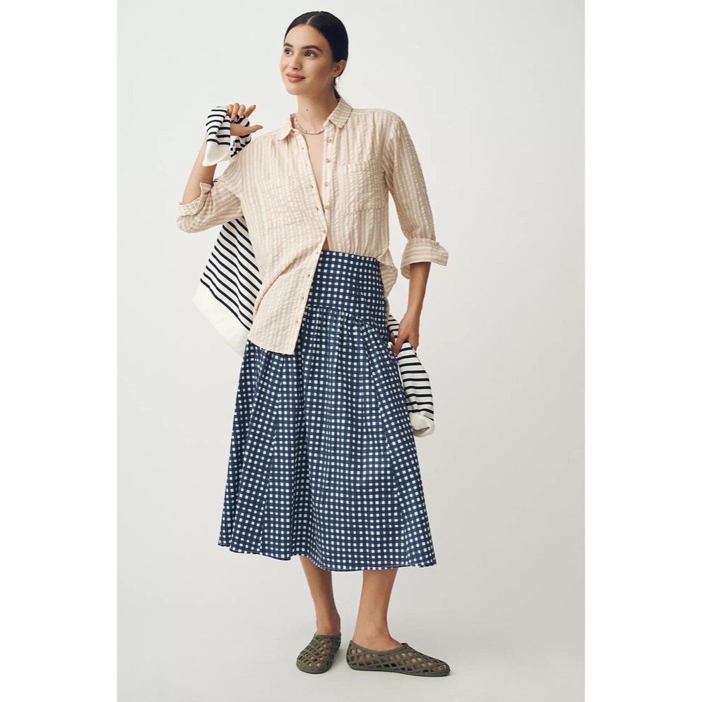 Anthropologie PILCRO The Hadley Relaxed Buttondown Shirt Top Striped Edition XXS - Picture 5 of 14